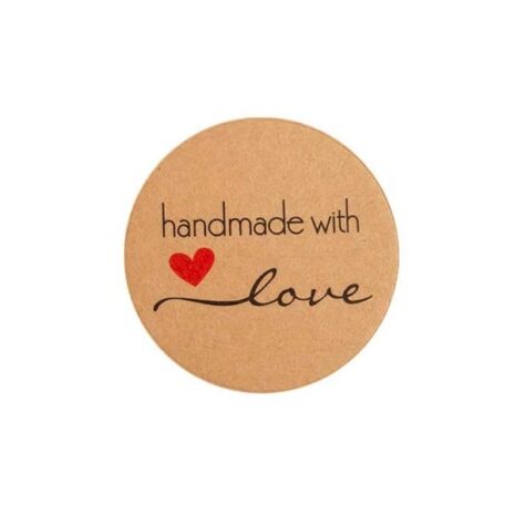 Dekorative, selbstklebende Etiketten „Handmade with Love_2" zum Verschönern von Geschenken und Handgemachtem.