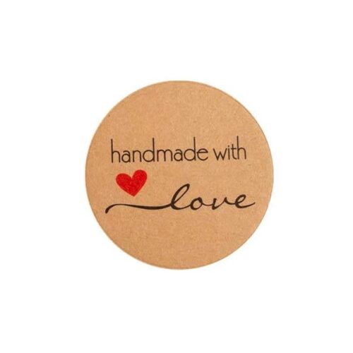 Dekorative, selbstklebende Etiketten „Handmade with Love_2" zum Verschönern von Geschenken und Handgemachtem.