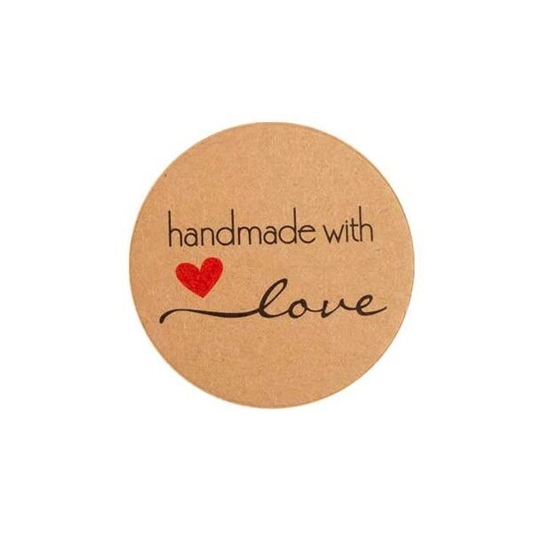 Dekorative, selbstklebende Etiketten „Handmade with Love_2" zum Verschönern von Geschenken und Handgemachtem.